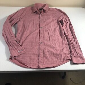 Hugo‎ Boss Shirt Mens Medium Pink Cotton Slim Fit Button Up Long Sleeve Preppy